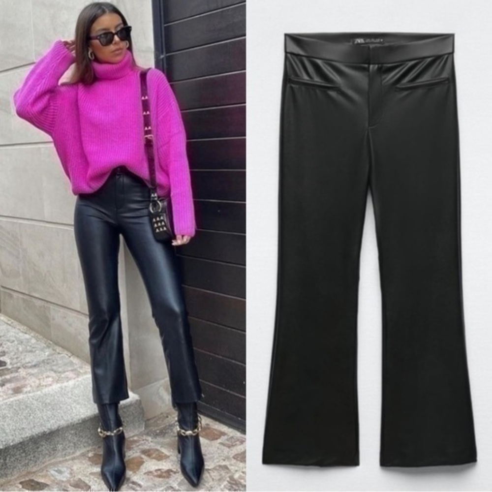 BLOGGERS FAVORITE NWT ZARA Faux Leather Mini Flared Pants